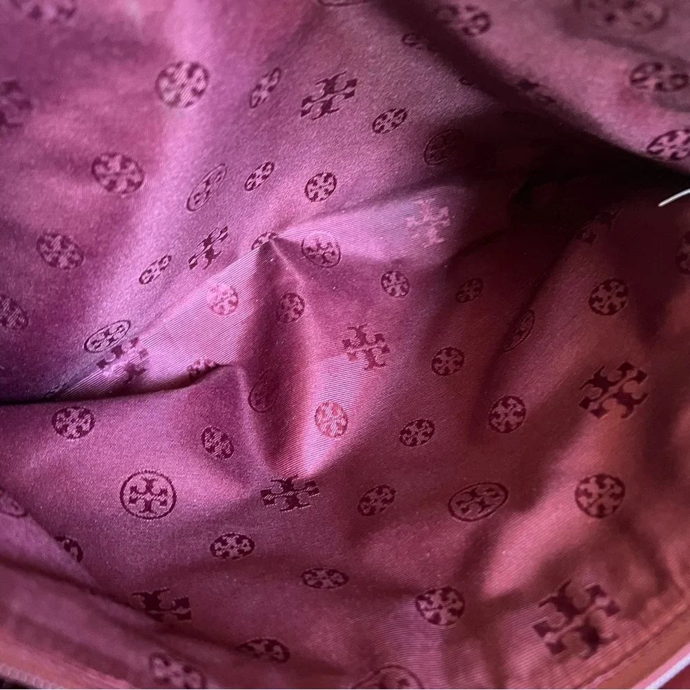 Tory Burch York Burgundy Saffiano Leather Tri Compartment Large Tote
